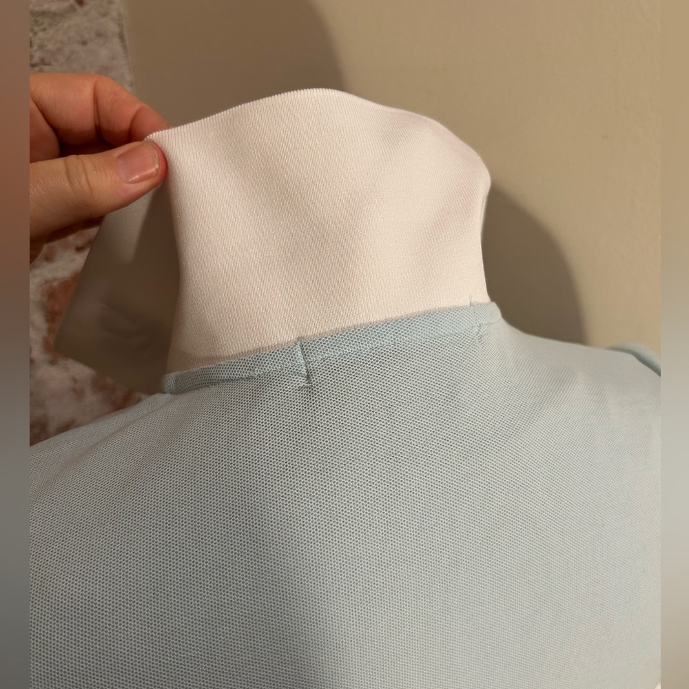 Grace Chow powder blue short sleeve mini shirt dress collared 3D wings Small - Picture 10 of 14